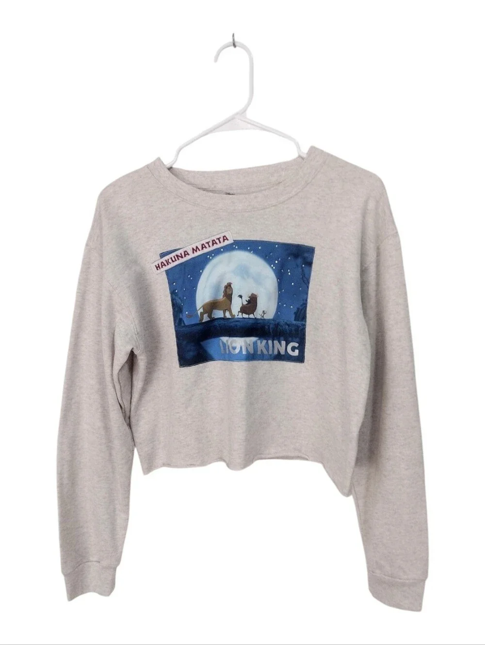 Disneys Lion King Hakuna Matata Cropped Gray Sweatshirt - Juniors Large - Picture 4 of 6
